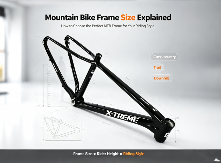 Mountain bike frame size guide illustration