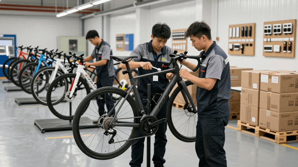Final bicycle assembly line and export packing